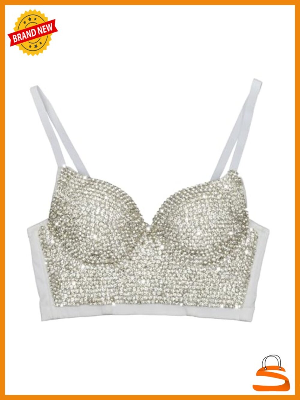 Rhinestone Diamond Push Up Bustier Crop Top Corset Bra